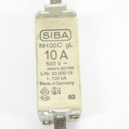 Siba NH 00 C Sicherung 10A NH-Sicherungseinsatz 500V NH00C - Maranos.de
