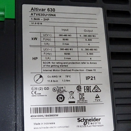 Schneider Electric Altivar 630 ATV630U15N4 1.5kW / Neu - Maranos.de