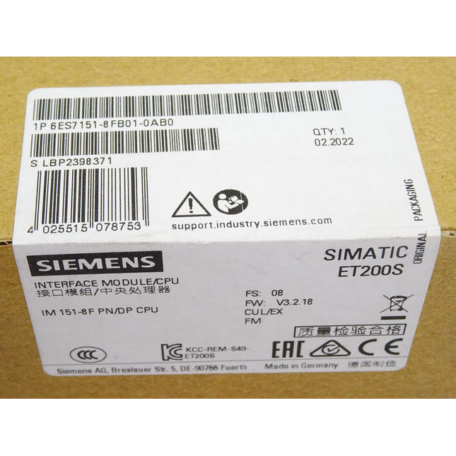 Siemens ET200S IM151-8 F 6ES7151-8FB01-0AB0 6ES7 151-8FB01-0AB0 / Neu OVP versiegelt - Maranos.de