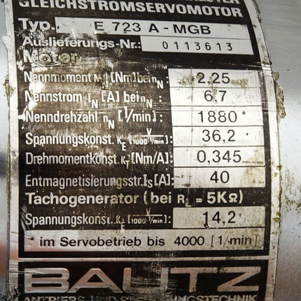 Bautz Gleichstromservomotor Servomotor E723A-MGB 1880/4000min-1 - Maranos.de