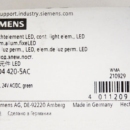 Siemens Dauerlichtelement LED grün 8WD4420-5AC / Neu OVP - Maranos.de