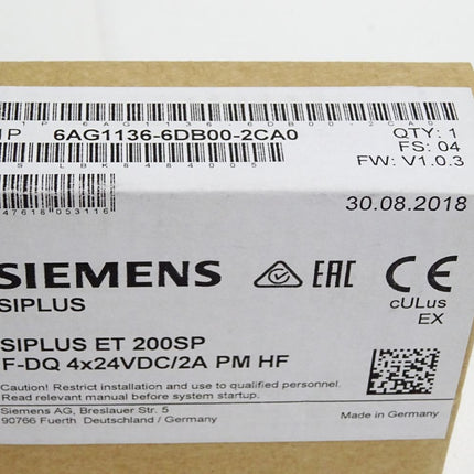 Siemens Siplus ET200SP 6AG1136-6DB00-2CA0 / Neu OVP versiegelt - Maranos.de