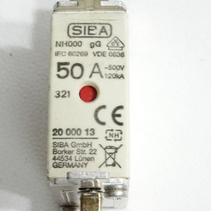 SIBA NH000 gG 50A 500VAC 120kA 2000013 20 000 13 - Maranos.de