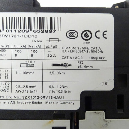 Siemens 3RV1721-1DD10 / 3RV1 721-1DD10 Leistungsschalter - Maranos.de