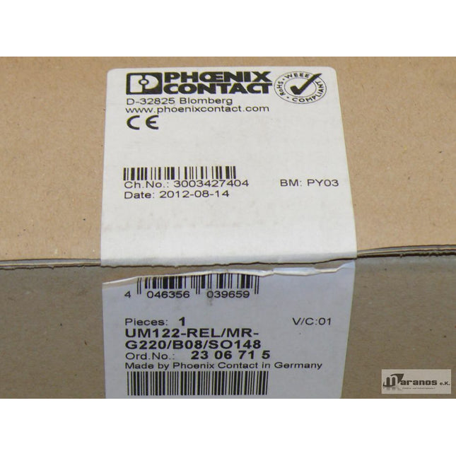 NEU: Phoenix Contact / Ord.No. 23 06 71 5 / 2306715 UM122-REL/MR-G220/B08/SO148 - Maranos.de