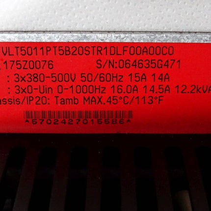 Danfoss 175Z0076 VLT5011PT5B20STR1DLF00A00 7.5kW - Maranos.de