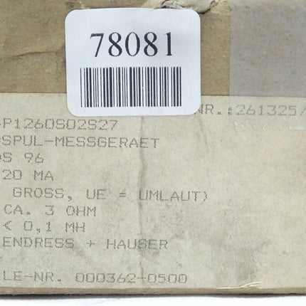 Endress + Hauser 000362-0500 Drehspul-Messgerät V-PQS 96 neu-OVP - Maranos.de