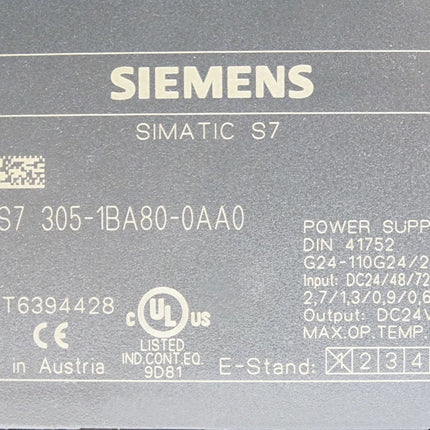 Siemens PS305 Simatic S7 6ES7305-1BA80-0AA0 / 6ES7 305-1BA80-0AA0 E:1 - Maranos.de