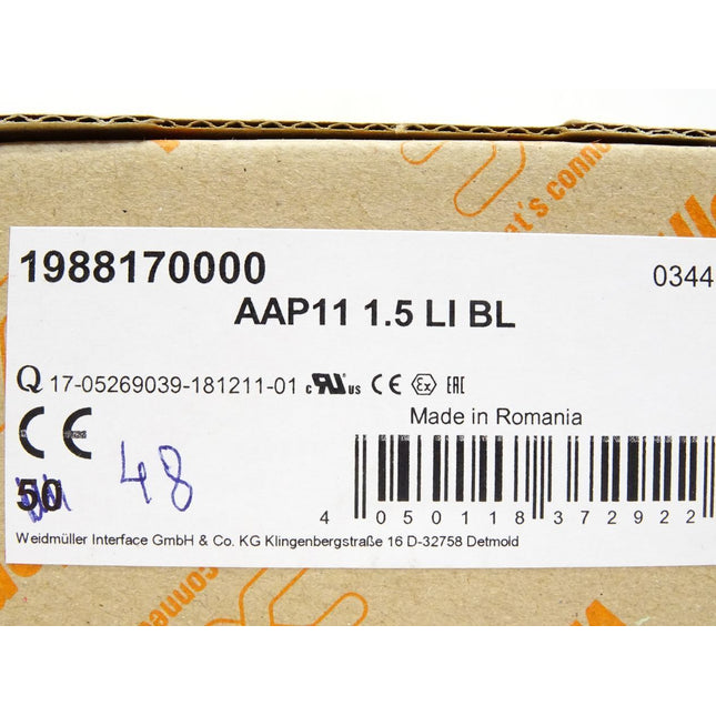 Weidmüller AAP111.5LIBL / 1988170000 / Inhalt : 48 Stück / Neu OVP - Maranos.de