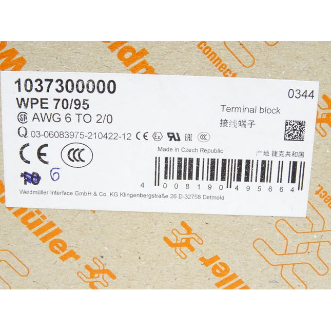Weidmüller WPE70/95 / 1037300000 / Inhalt : 6 Stück / Neu OVP - Maranos.de