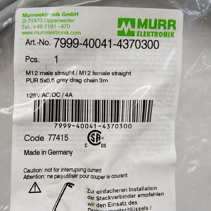 Murr Elektronik Kabel 7999-40041-4370300 Anschlußleitung / Neu OVP - Maranos.de