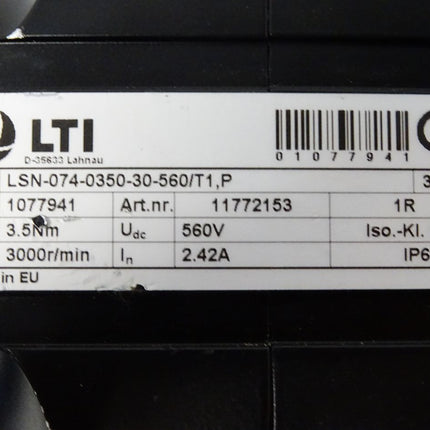 LTI Servomotor LSN-074-0350-30-560/T1,P / 11772153 / 3000r/min 1R - Maranos.de