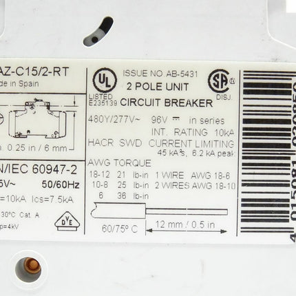 Klöckner Moeller FAZ-C15/2-RT Schütz Leistungsschutzschalter - Maranos.de