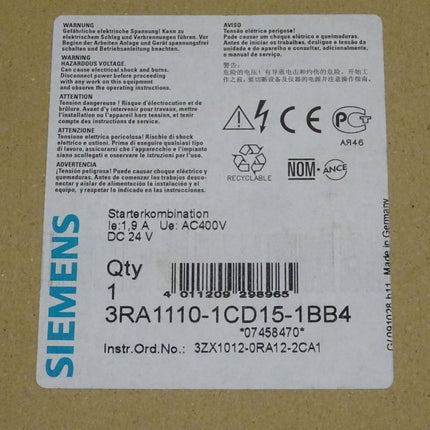 Siemens 3RA1110-1CD15-1BB4 / 3RA1 110-1CD15-1BB4 NEU/OVP - Maranos.de