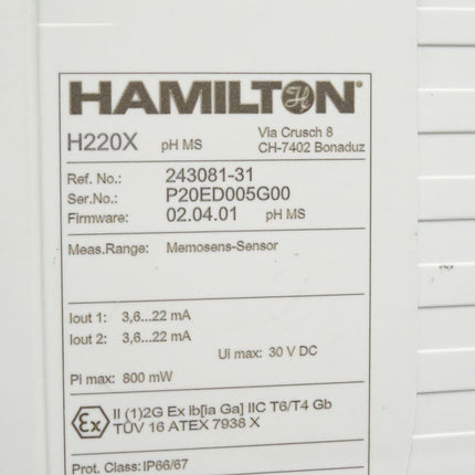 Hamilton H220X Transmitter 243081-31 Messumformer - Maranos.de