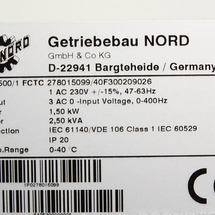 Getriebebau Nord Vector MC Frequenzumrichter 1.5kW SK1500/1 FCTC - Maranos.de