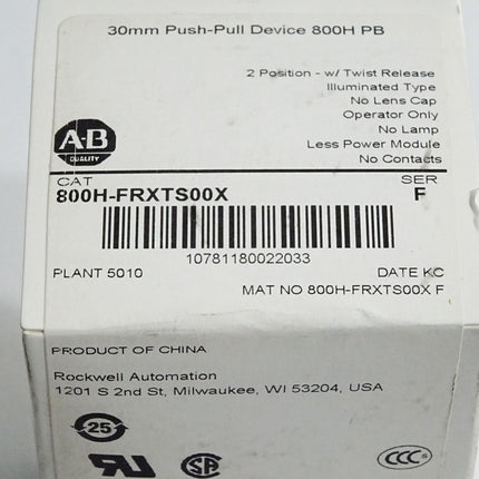 Allen Bradley 800H-FRXTS00X 30mm Push-Pull Device 800H PB / Neu OVP versiegelt - Maranos.de