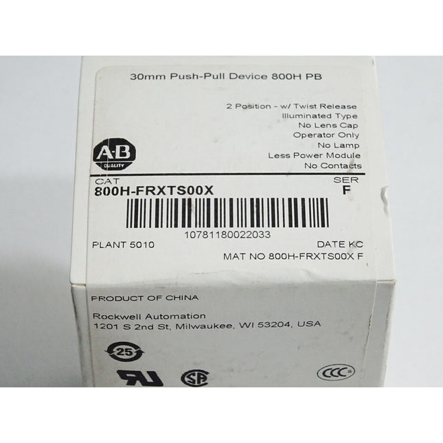 Allen Bradley 800H-FRXTS00X 30mm Push-Pull Device 800H PB / Neu OVP versiegelt - Maranos.de