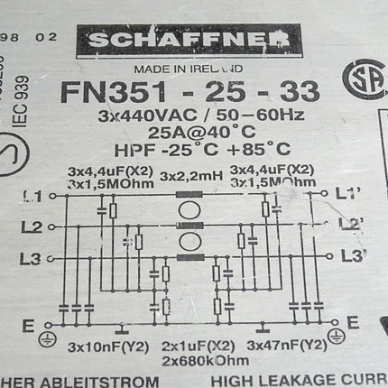 Schaffner Filter FN351-25-33 SEW Netzfilter 8257183 08257183 NF025-443 - Maranos.de