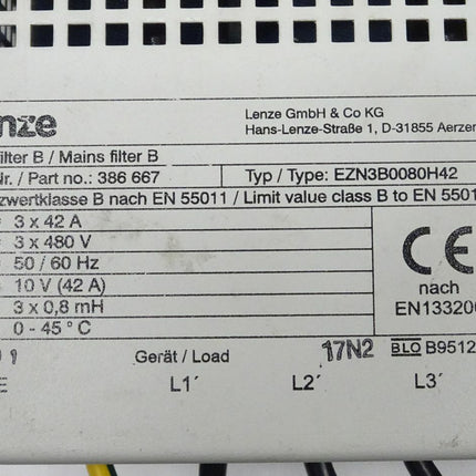 Lenze EZN3B0080H42 / 386667 / 386 667 NEtzfilter B - Maranos.de
