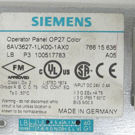 Siemens 6AV3627-1LK00-1AX0 Back Cover Rückschale 6AV3 627-1LK00-1AX0 - Maranos.de
