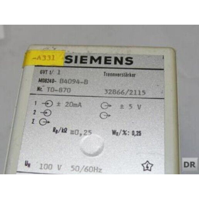 SIEMENS GVT 1/1 / Trennverstärker / M08240- B4094-B / M08240-B4094-B Nr. T0-870 - Maranos.de