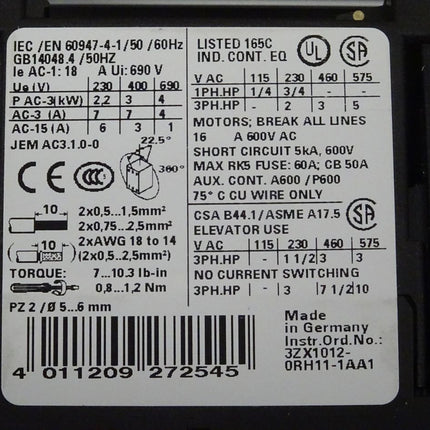 Siemens 3RA1110-1FD15-1BB4 / 3RA1 110-1FD15-1BB4 Starterkombination NEU/OVP - Maranos.de