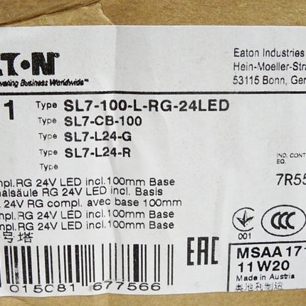 Eaton Signalsäule SL7-100-L-RG-24LED Sl7-CB-100 SL7-L24-G SL7-L24-R / Neu OVP - Maranos.de
