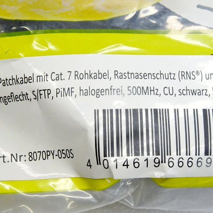 Python 8070PY-050S Patchkabel Rohkabel Cat.7 schwarz 5m / Neu OVP - Maranos.de