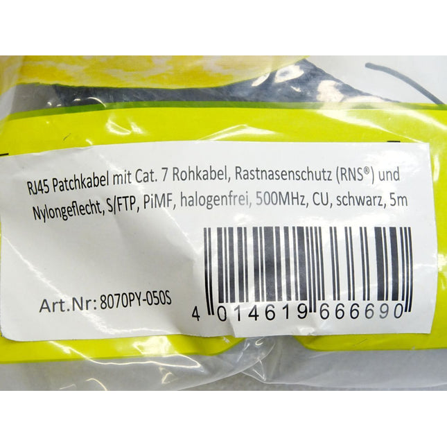 Python 8070PY-050S Patchkabel Rohkabel Cat.7 schwarz 5m / Neu OVP - Maranos.de