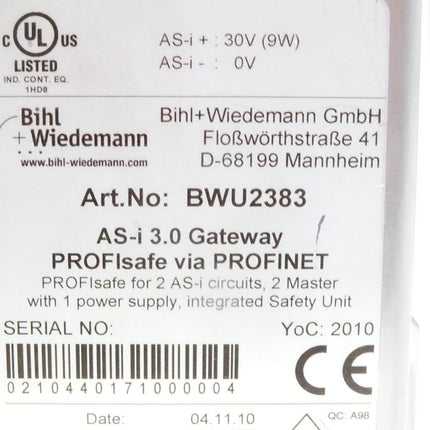Bihl+Wiedemann AS-i Safety 3.0 Gateway BWU2383 - Maranos.de
