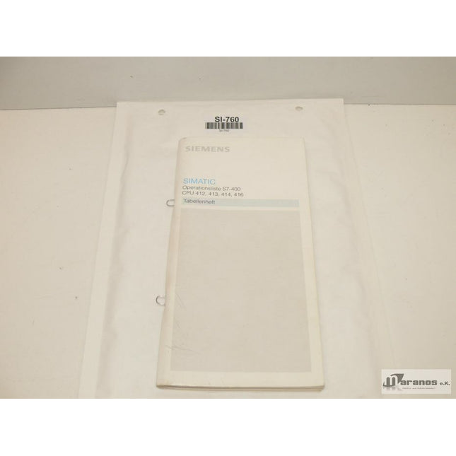 Siemens Simatic S7-400 Tabellenheft C79000-K7000-C403-02 - Maranos.de