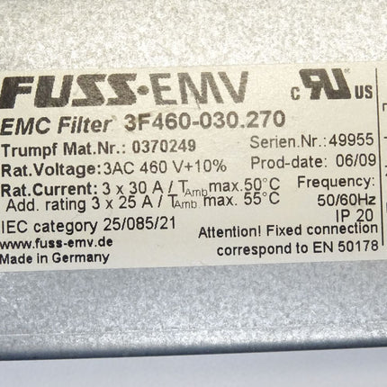 Fuss EMV / EMC Filter / 3F460-030.270 / 0370249 - Maranos.de