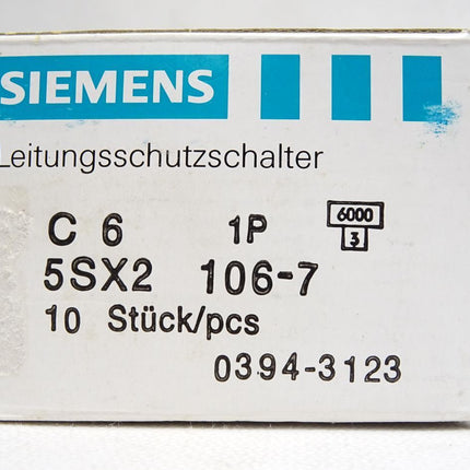 Siemens 5SX2106-7 Leistungsschutzschalter C6 5SX2 106-7 5SX21 / Inhalt : 1 Stück / Neu - Maranos.de