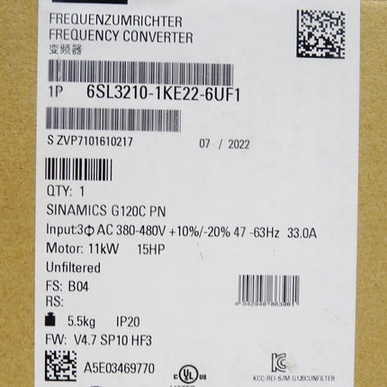 Siemens Sinamics G120C 6SL3210-1KE22-6UF1 6SL3 210-1KE22-6UF1 / Neu OVP versiegelt - Maranos.de