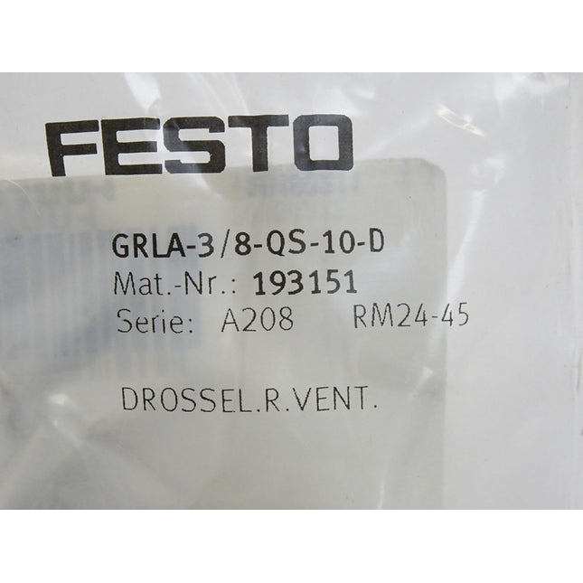 Festo 193151 GRLA-3/8-QS-10-D Drossel-Rückschlagventil / Neu OVP - Maranos.de