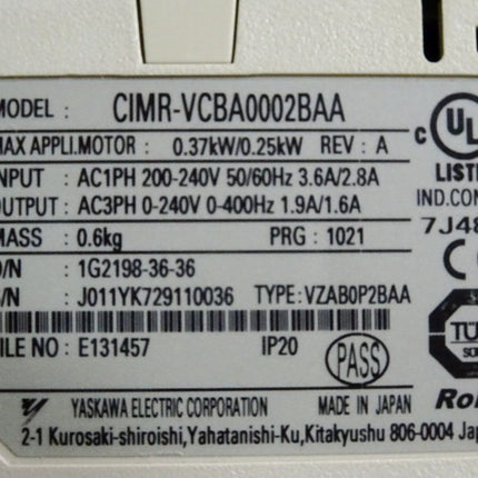 Yaskawa Frequenzumrichter CIMR-VCBA0002BAA 0.37kW - Maranos.de