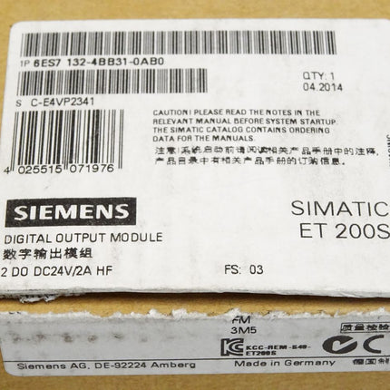 Siemens ET200S 6ES7132-4BB31-0AB0 6ES7 132-4BB31-0AB0 / Inhalt:5 Stück / Neu OVP - Maranos.de