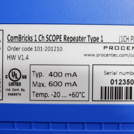 Procentec ComBricks 1 Channel RS485 SCOPE Repeater Type 1 101-201210 / Neu OVP - Maranos.de