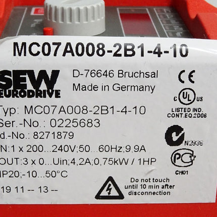 SEW Eurodrive MC07A008-2B1-4-10 8271879 0.75kW - Maranos.de
