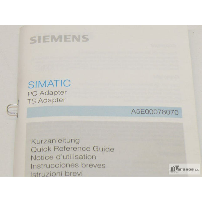 Siemens Simatic Kurzanleitung A5E00078070-01 - Maranos.de