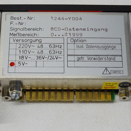 Gossen DIGEM ff1DR 1244-Y004 / BCD-Dateneingang 0...+/.-1999 7 / Digitalanzeiger / Neu OVP - Maranos.de