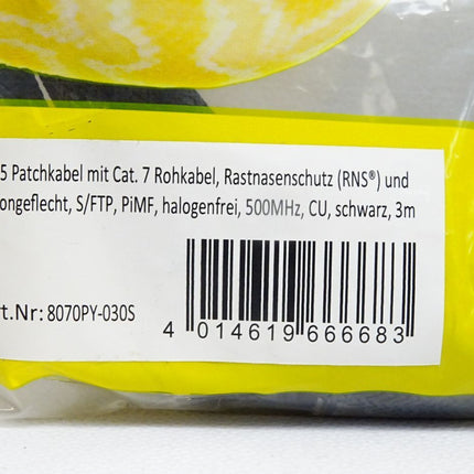 Python 8070PY-030S Patchkabel Rohkabel Cat.7 schwarz 3m / Neu OVP - Maranos.de