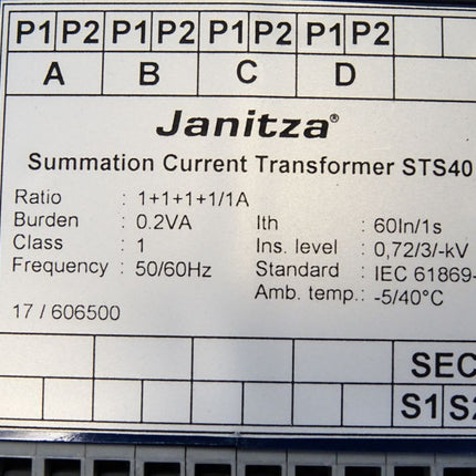 Janitza Summation Current Transformer STS40 1502562 / Neu OVP - Maranos.de