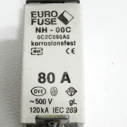 Euro Fuse Sicherung NH-00C 0C2C080A0 80A 500VAC 120kA - Maranos.de
