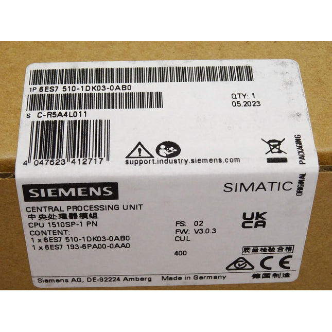Siemens CPU1510SP-1 PN 6ES7510-1DK03-0AB0 6ES7 510-1DK03-0AB0 Neu OVP versiegelt - Maranos.de