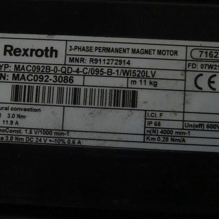 Rexroth Servomotor MAC092B-0-QD-4-C/095-B-1/WI520LV / MNR R911272914 Top - Maranos.de