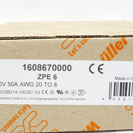 Weidmüller ZPE6 / 1608670000 / Inhalt : 50 Stück / Neu OVP - Maranos.de