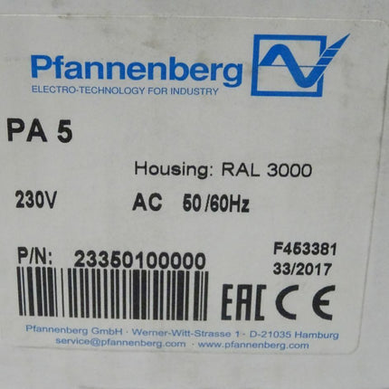 Pfannenberg PA5 Schallgeber 230V neu-OVP - Maranos.de