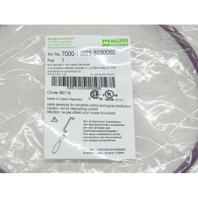 Murr Elektronik 7000-13225-8030060 Profibusn Kabel 0,6m / NEU-versiegelt - Maranos.de
